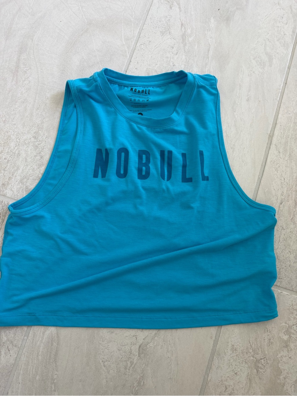 NOBULL Teal Crop Tank with Dark Logo